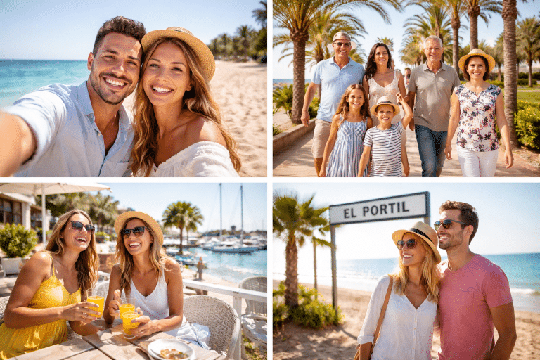 Personas de diferentes edades en el Portil